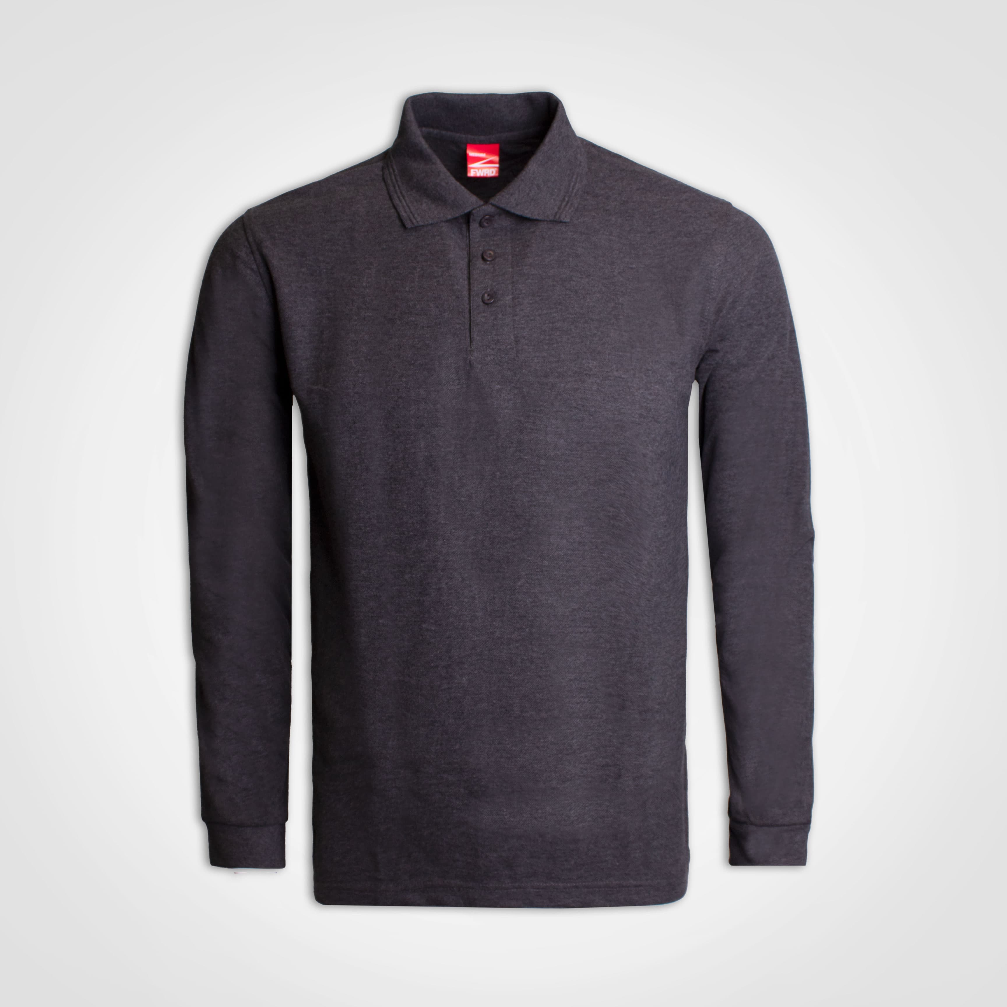 Long Sleeve Golfer - Charcoal Melange 2XL